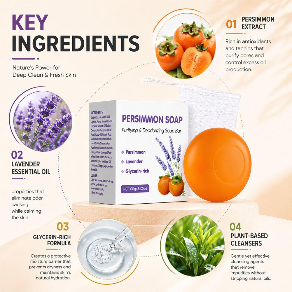 Persimmon lavender Soap Bar Pe - Skincare Gentle review and price