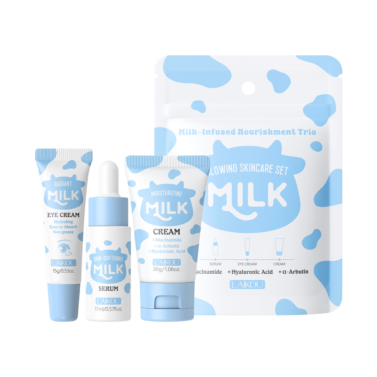 LAIKOU Milk 3Pcs Travel Skinca - Skincare Gentle review and price